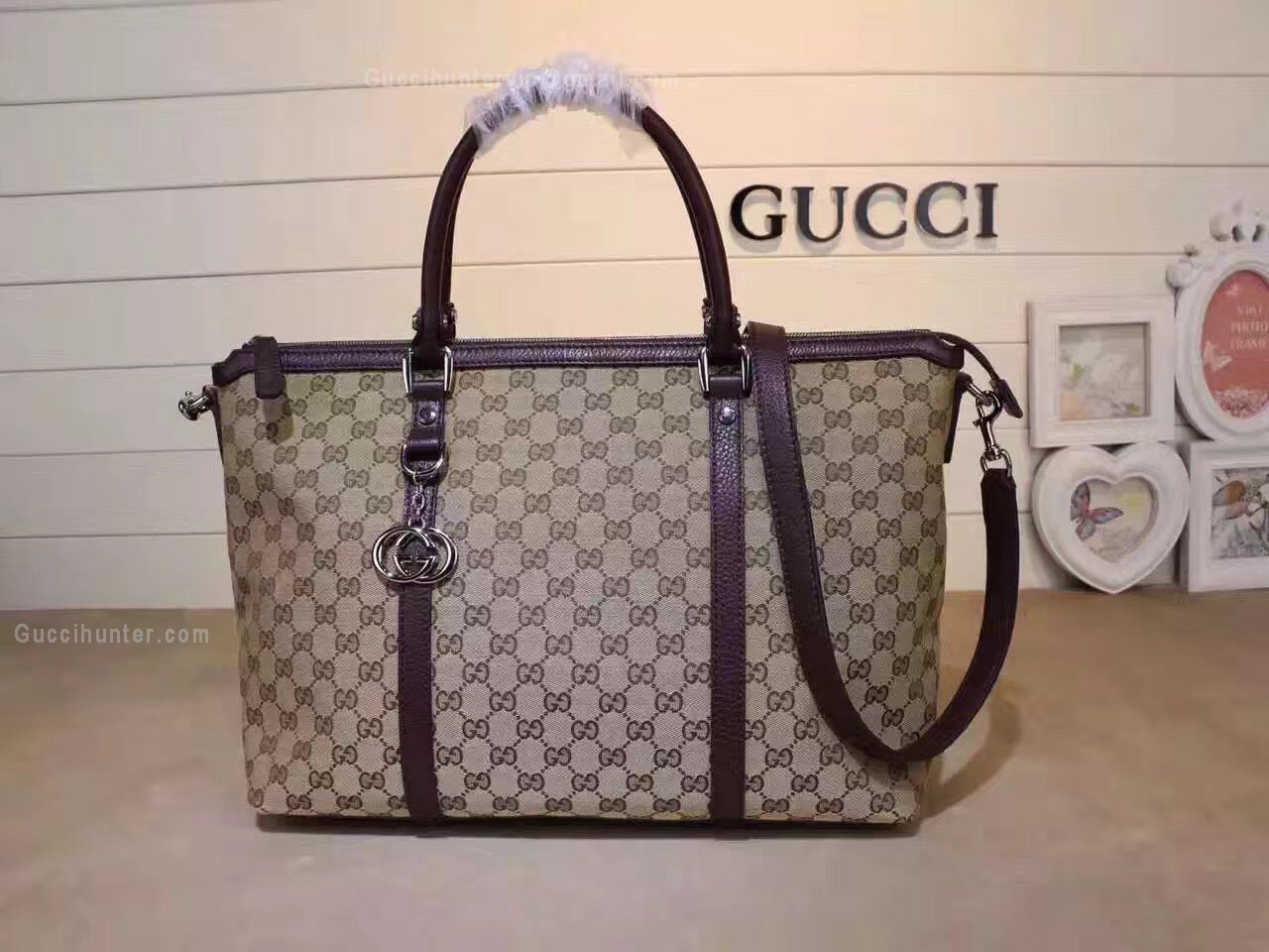 Gucci GG Pattern 2WAY Shoulder Boston Bag Brown 339550